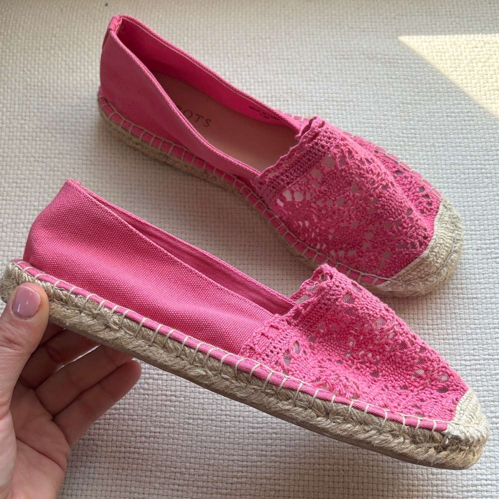 Talbots Hot Pink Crochet Espadrille Slip-Ons
